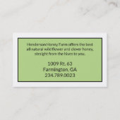 クローバーの名刺の蜂蜜の蜂 名刺 (裏面)