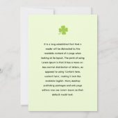 クローバーの幸運のお守り: クローバーの幸運が輝きますように 招待状 (裏面)