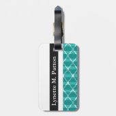 クローバーの影のストライプなモノグラム|のティール（緑がかった色） ラゲッジタグ (裏面縦)