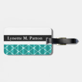 クローバーの影のストライプなモノグラム|のティール（緑がかった色） ラゲッジタグ (裏面横)