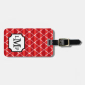 クローバーの影のストライプなモノグラム|の赤 ラゲッジタグ (正面横)