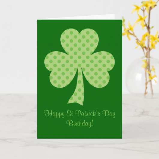 クローバーの水玉模様のSt patricks dayの誕生日 カード (黄色い花)