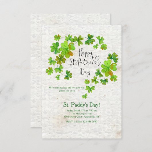 クローバーの滝のセントパトリックの招待状 招待状 (正面/裏面)