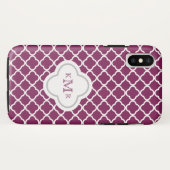 クローバーの紫色のプラムパターンスタイリッシュなモノグラム Case-Mate iPhoneケース (裏面(横))