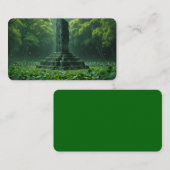 クローバーの緑の野原の神社しおり 名刺 (正面/裏面)