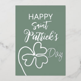 クローバーの葉のミニマル/セントパトリックデー 箔シーズンカード