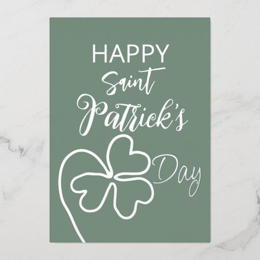 クローバーの葉のミニマル/セントパトリックデー 箔シーズンカード (正面)