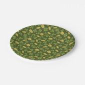 クローバーの葉及び金貨パターン ペーパープレート (アングル)