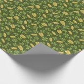 クローバーの葉及び金貨パターン ラッピングペーパー (角)