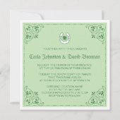 クローバーの蹄鉄の緑のセントパトリックの日の結婚式 招待状 (正面)