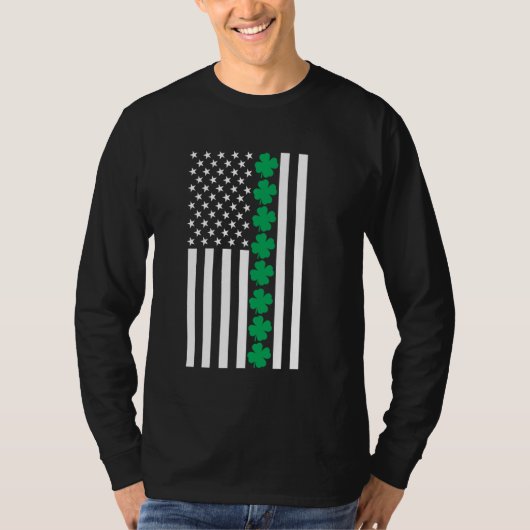 クローバーアメリカン国旗シャムロックSt patricks dayアイリス Tシャツ (正面)