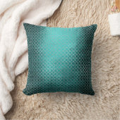 クローバーアールデコシルバーティール(緑がかった色)グリーングラム クッション (ブランケット)