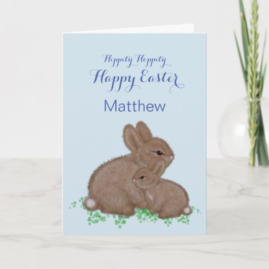 クローバーイースターにかわいいウッドランドのブニー シーズンカード (正面)