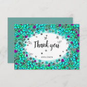 クローバーキュートフラワーオーナメントフラットサンキューカード サンキューカード (正面/裏面)