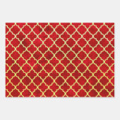 クローバークラシックレッド金ゴールドグリーンブルーホリデイ ラッピングペーパーシート (正面2)