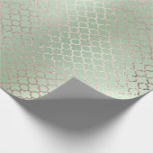 クローバーグラムピンクローズミントグリーンブライダル光沢 ラッピングペーパー (角)