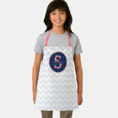 クローバーシェブロンパターンコーラルモノグラム エプロン (インサイチュ)