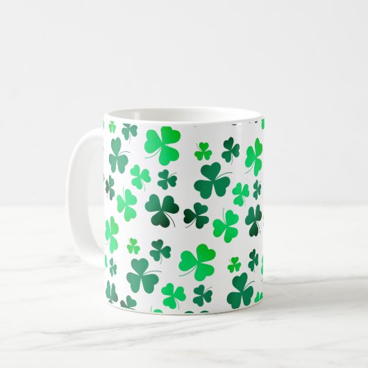 クローバーシャムロックアイリッシュグリーン春St patricks day コーヒーマグカップ (正面左)
