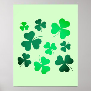 クローバーシャムロックアイリッシュグリーン春St patricks day ポスター
