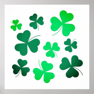 クローバーシャムロックアイリッシュグリーン春St patricks day ポスター