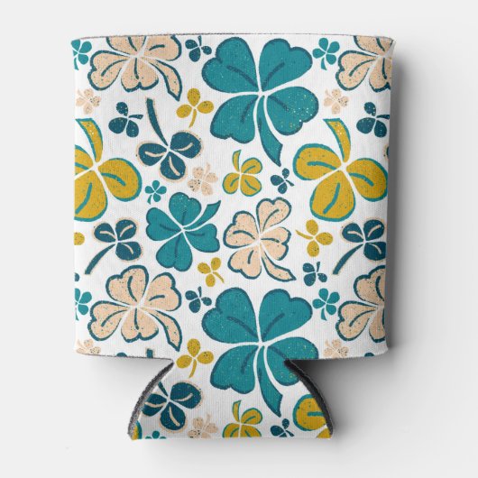 クローバーシャムロックグリーンパターンセントパトリックの日 缶クーラー (正面)