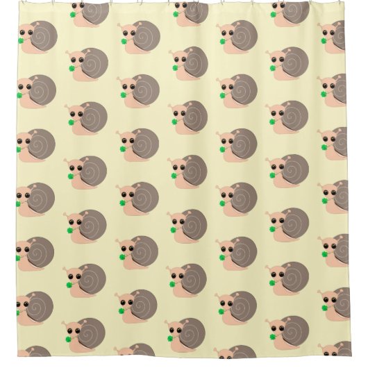 クローバーシャワーカーテン付きカタツムリ – お客様のカラー シャワーカーテン (正面)