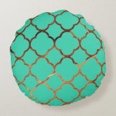 クローバーティール(緑がかった色)ブルーサンドストーンパターンクリスマス ラウンドクッション (裏面)