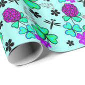 クローバートンボ4葉クローブラッピング紙 ラッピングペーパー (ロールコーナー)