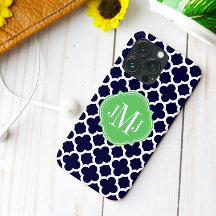 クローバーネイビーブルーとホワイトパターンモノグラム