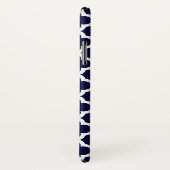 クローバーネイビーブルーとホワイトパターンモノグラム Case-Mate iPhoneケース (裏面/右)