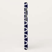 クローバーネイビーブルーとホワイトパターンモノグラム Case-Mate iPhoneケース (裏面/左)