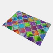 クローバーパターカラフルン – 水色 ドアマット (アングル)