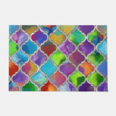 クローバーパターカラフルン – 水色 ドアマット (正面)