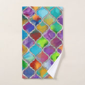 クローバーパターカラフルン – 水色 バスタオルセット (ハンドタオル)