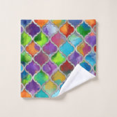 クローバーパターカラフルン – 水色 バスタオルセット (ウォッシュタオル)