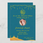 クローバーパターンイスラムAqiqah招待状 セーブザデート (正面/裏面)