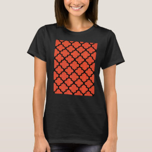 クローバーパターン(赤の黒い輪郭) Tシャツ