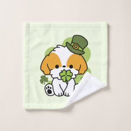 クローバーパップラブ – St. Patrick's Day Dog Design ウォッシュタオル