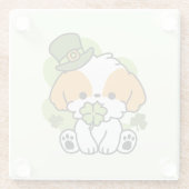 クローバーパップラブ – St. Patrick's Day Dog Design ガラスコースター (裏面)