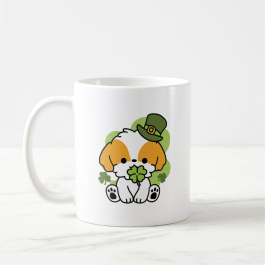 クローバーパップラブ – St. Patrick's Day Dog Design コーヒーマグカップ (左)