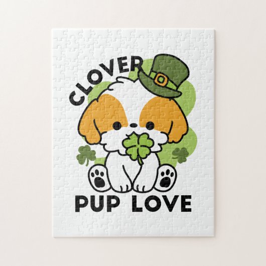 クローバーパップラブ – St. Patrick's Day Dog Design ジグソーパズル (縦)