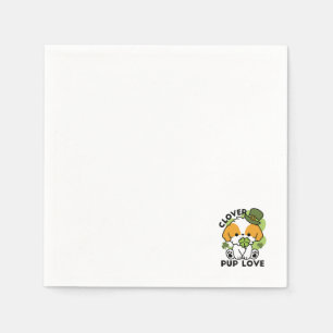 クローバーパップラブ – St. Patrick's Day Dog Design スタンダードカクテルナプキン