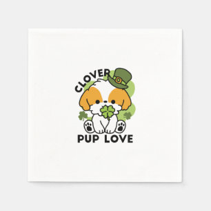 クローバーパップラブ – St. Patrick's Day Dog Design スタンダードカクテルナプキン