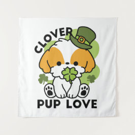 クローバーパップラブ – St. Patrick's Day Dog Design タペストリー