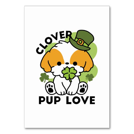 クローバーパップラブ – St. Patrick's Day Dog Design テーブルナンバー (正面)