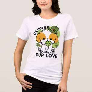 クローバーパップラブ – St. Patrick's Day Dog Design トライブレンドTシャツ