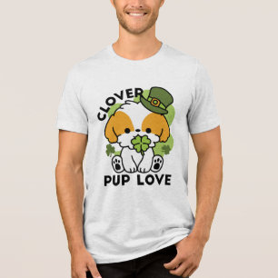 クローバーパップラブ – St. Patrick's Day Dog Design トライブレンドTシャツ