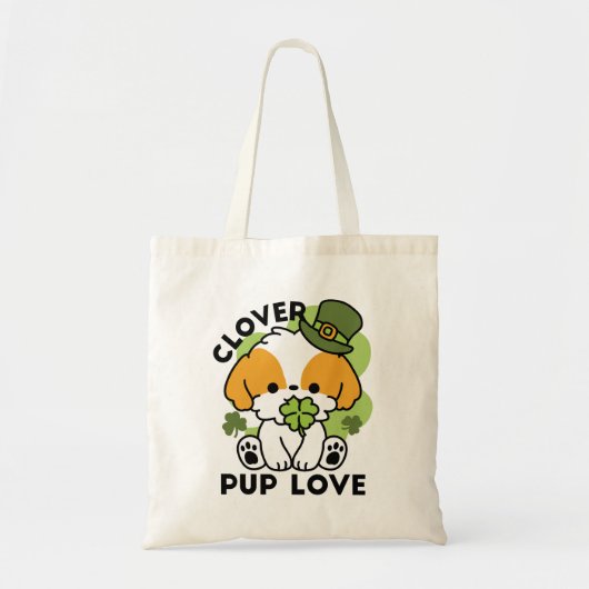 クローバーパップラブ – St. Patrick's Day Dog Design トートバッグ (正面)