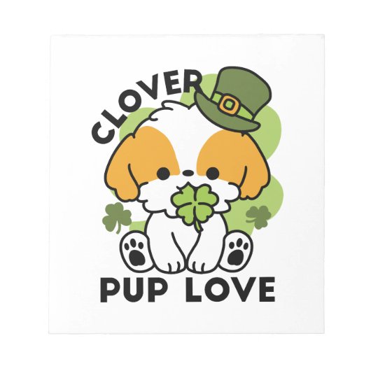 クローバーパップラブ – St. Patrick's Day Dog Design ノートパッド (正面)