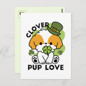 クローバーパップラブ – St. Patrick's Day Dog Design ポストカード (正面/裏面)